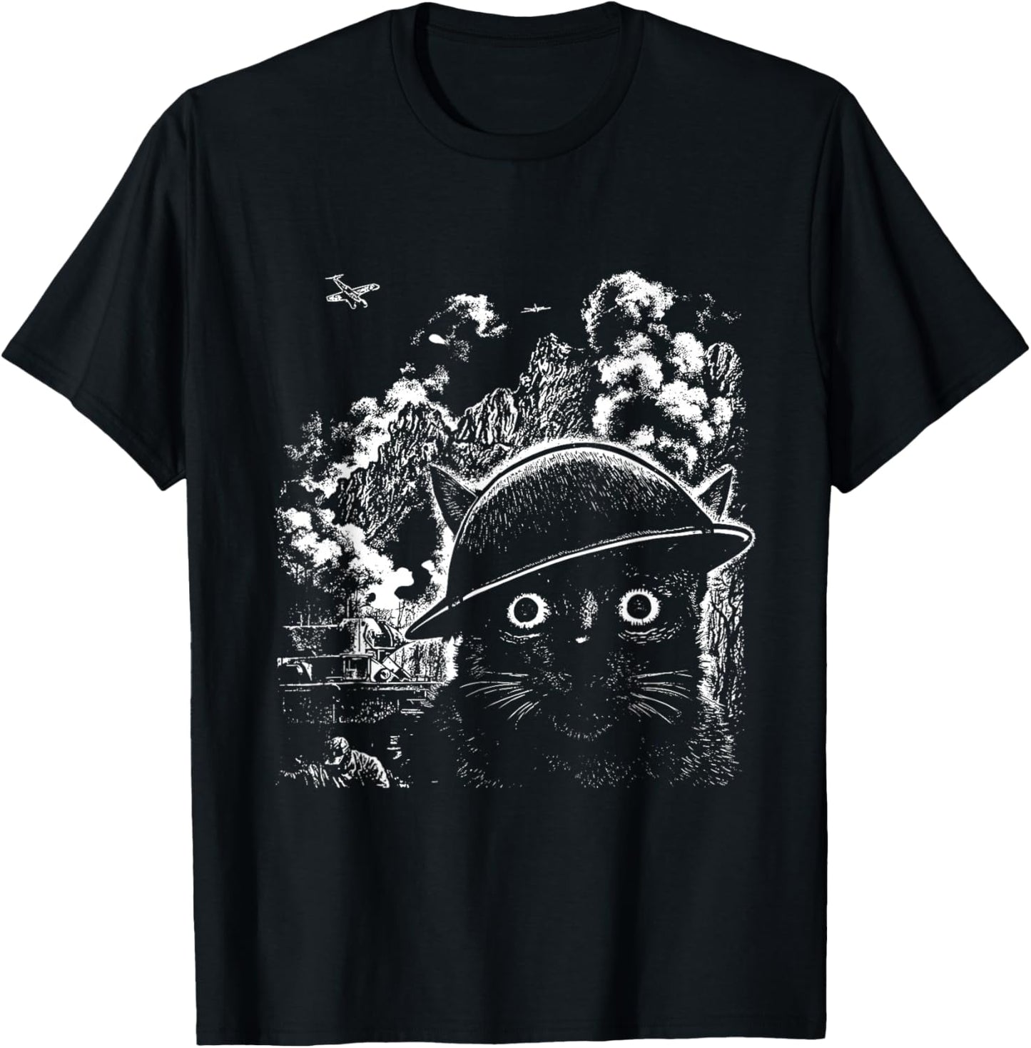 Thousand Yard Stare Cat T-Shirt - T-Shirt | Black