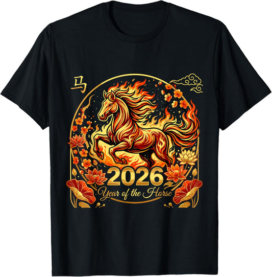Chinese New Year 2026 Year of The Horse T-Shirt - T-Shirt | Black