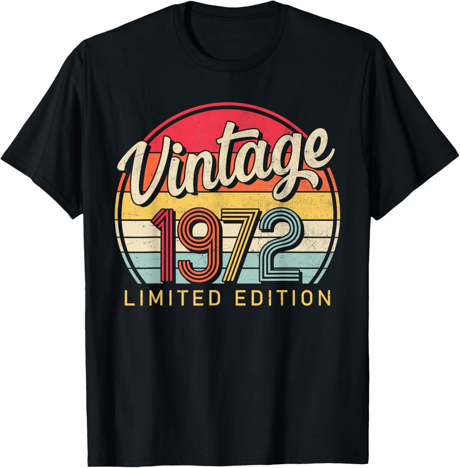 Limited Edition Retro Style 70's Born Vintage 1972 Birthday T-Shirt - T-Shirt | Black