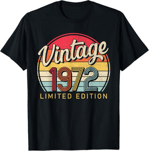 Limited Edition Retro Style 70's Born Vintage 1972 Birthday T-Shirt - T-Shirt | Black