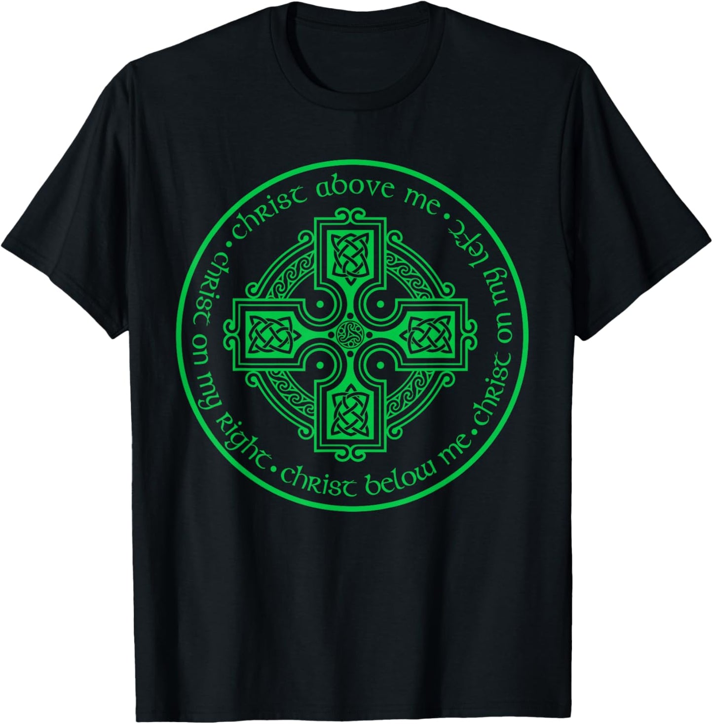 St. Patrick's Breastplate Lorica Prayer Catholic Irish Cross T-Shirt - T-Shirt | Black