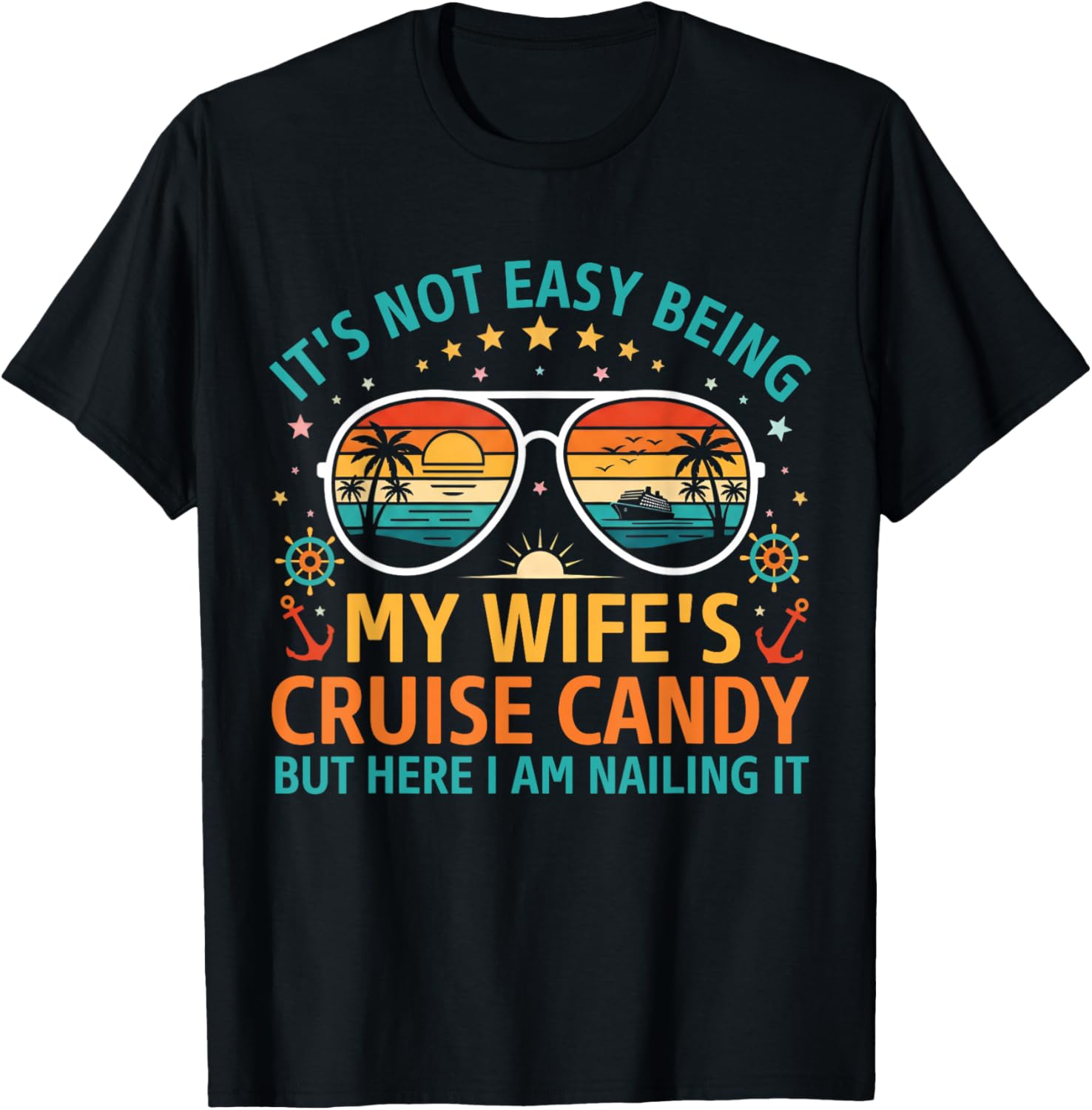 Matching Couples Cruise Men Candy Husband and Wife Cruise T-Shirt - T-Shirt | Black
