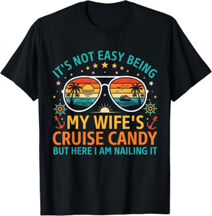 Matching Couples Cruise Men Candy Husband and Wife Cruise T-Shirt - T-Shirt | Black