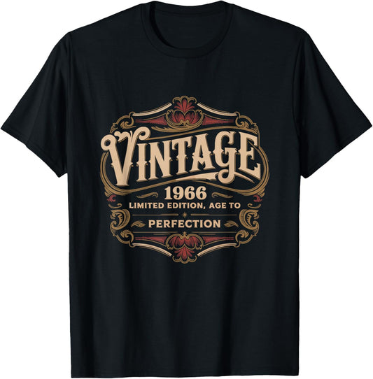 60th Birthday 2026, Funny Vintage Age, Born 1966 T-Shirt - T-Shirt | Black