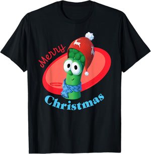 VeggieTales Merry Christmas Junior Asparagus T-Shirt - T-Shirt | Black