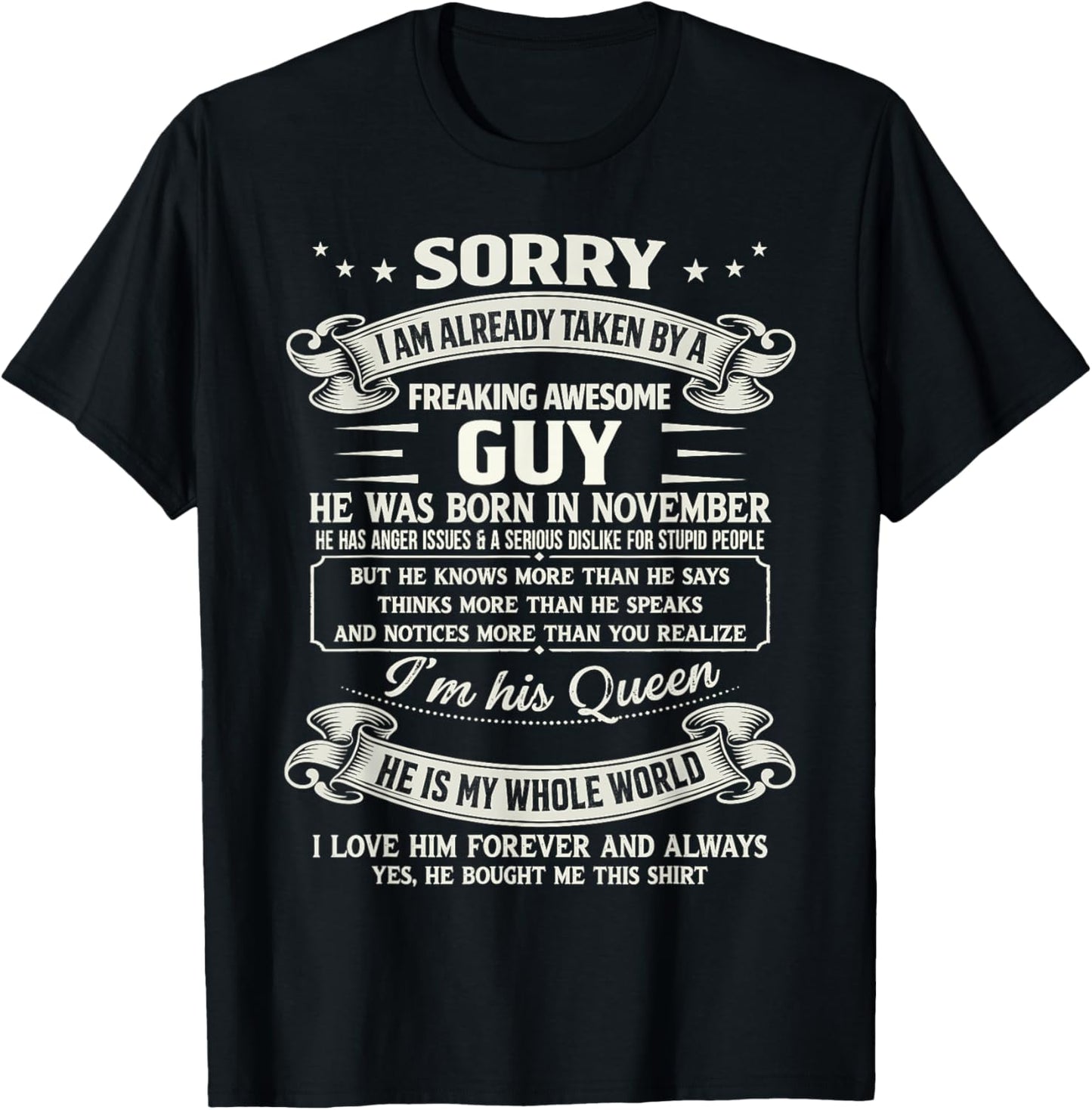 I Am Already Taken by Freaking Awesome Guy Born in November T-Shirt - T-Shirt | Black