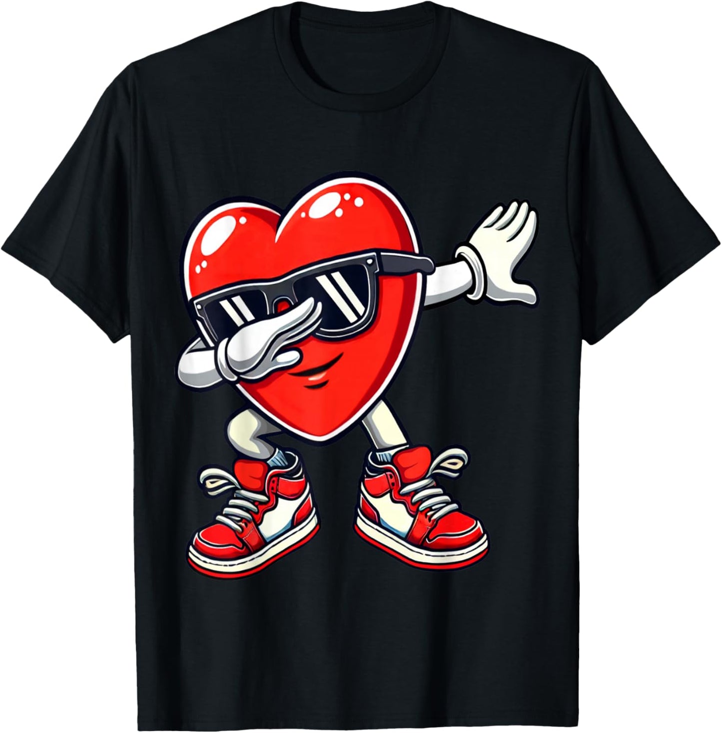 Valentine's Dabbing Heart Funny Gifts Kids Boys Girls T-Shirt - T-Shirt | Black
