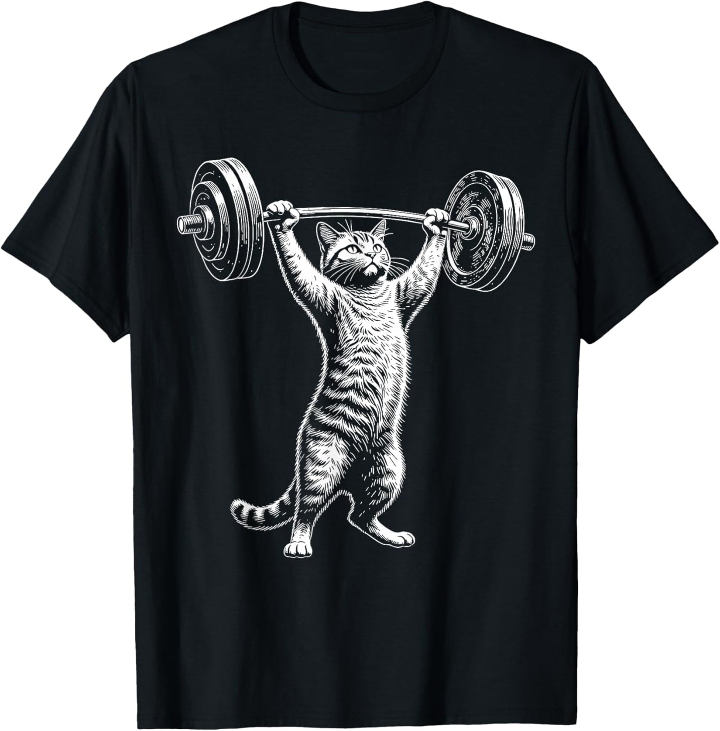 Cat Gym Funny Deadlift Cat Meme T-Shirt - T-Shirt | Black