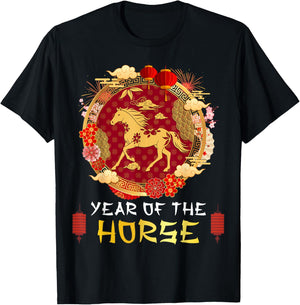 Chinese New Year 2026 Year of The Horse Chinese Zodiac T-Shirt - T-Shirt | Black