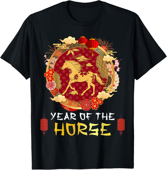 Chinese New Year 2026 Year of The Horse Chinese Zodiac T-Shirt - T-Shirt | Black