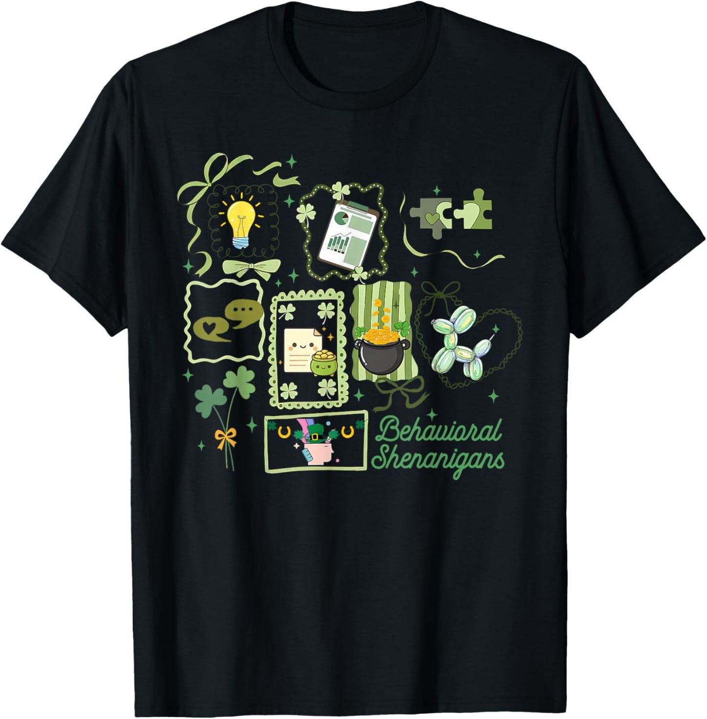 Stamp Behavior Therapy RBT ABA Therapist St Patrick's Day T-Shirt - T-Shirt | Black