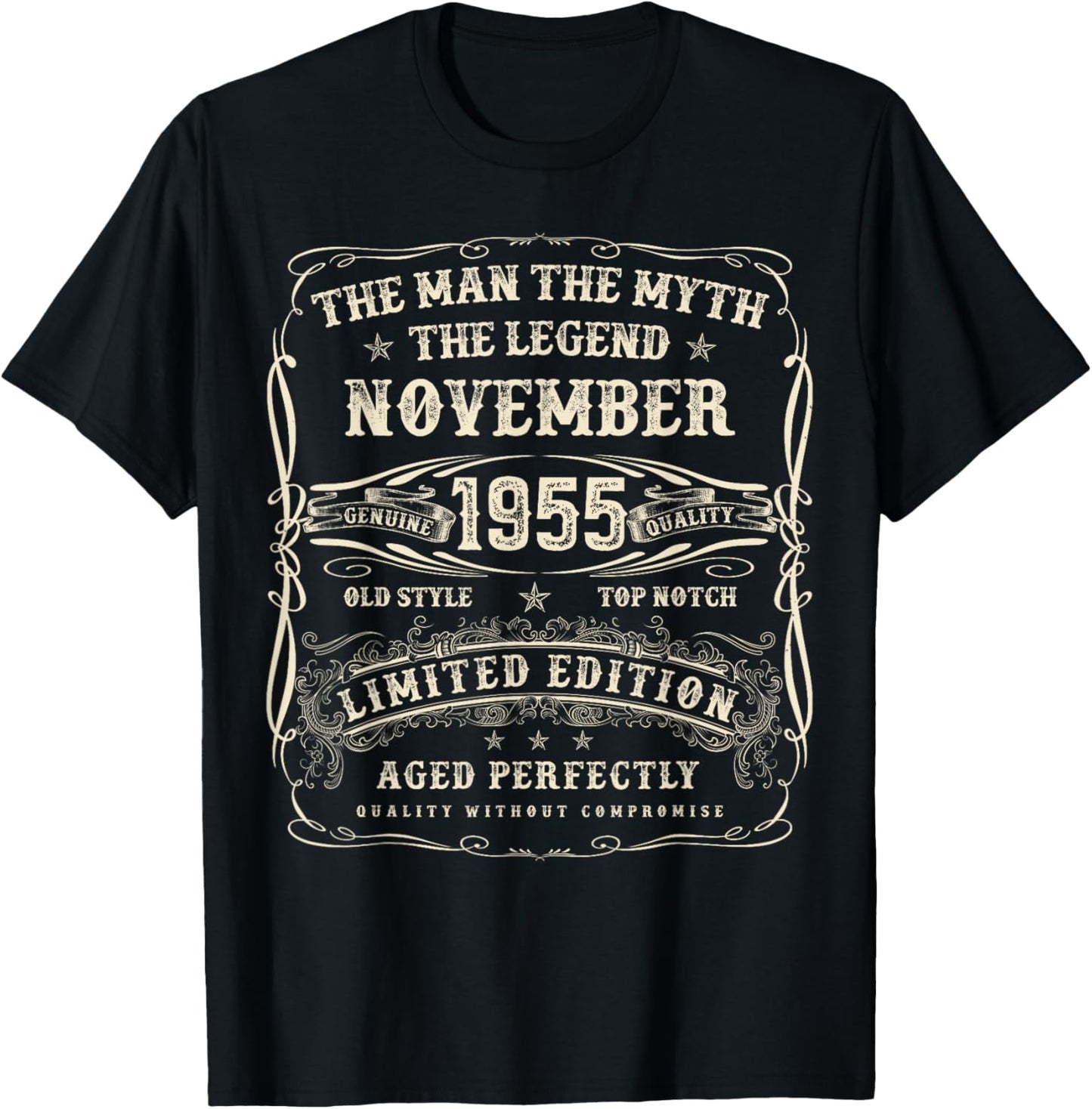November 1955 70th Birthday Gifts 70 Year Old Bday T-Shirt - T-Shirt | Black