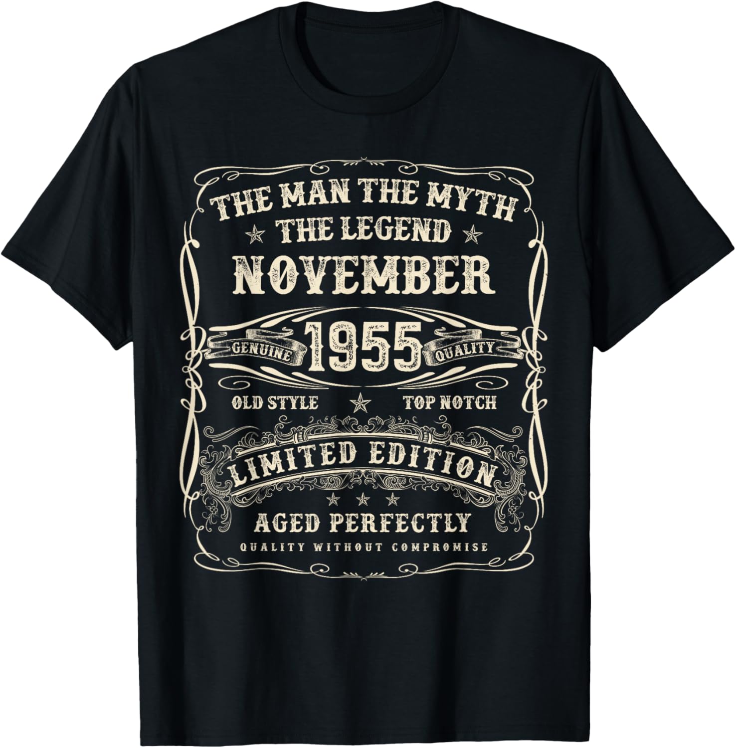 November 1955 70th Birthday Gifts 70 Year Old Bday T-Shirt - T-Shirt | Black