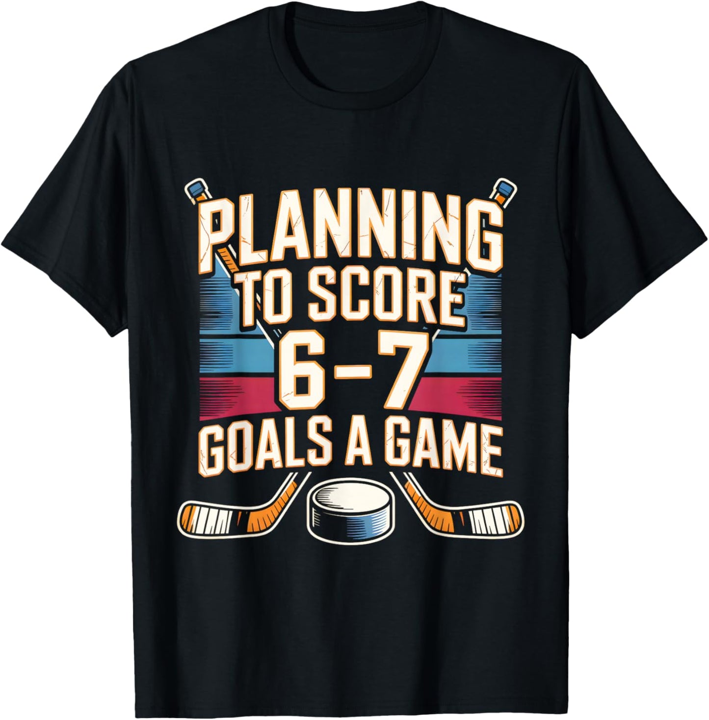 67 Hockey Meme Planning to Score 6 7 Goals Kids Brainrot T-Shirt - T-Shirt | Black
