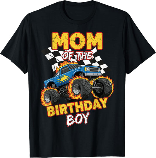 Mom of The Birthday Boy Monster Truck Birthday Family T-Shirt - T-Shirt | Black