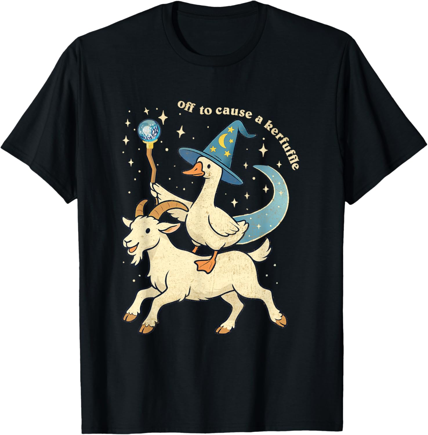 Off to Cause a Kerfuffle Funny Chaotic Weird Animal Goose T-Shirt - T-Shirt | Black