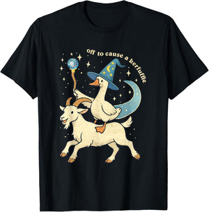 Off to Cause a Kerfuffle Funny Chaotic Weird Animal Goose T-Shirt - T-Shirt | Black