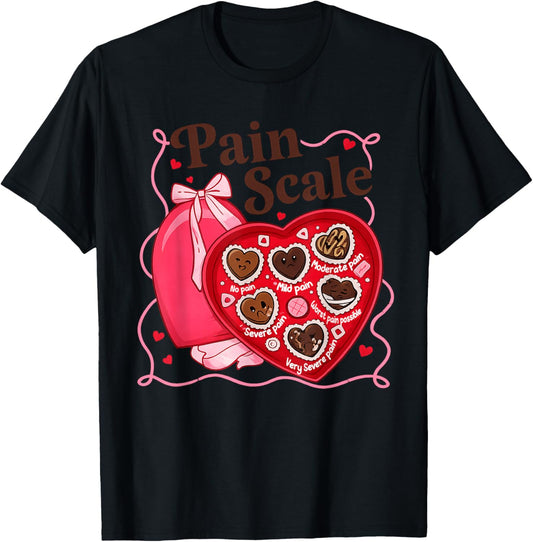 Pain Scale Valentines Shirt Funny Nurse Doctor Medical T-Shirt - T-Shirt | Black