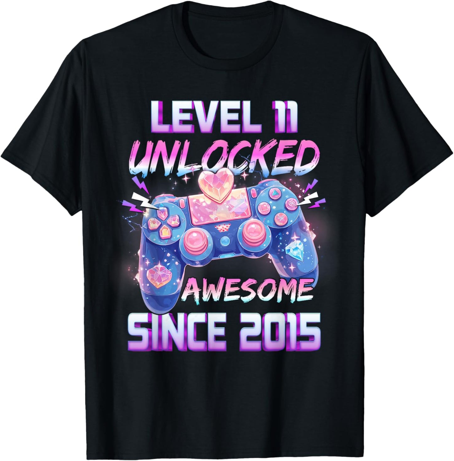 Girl Level 11 Unlocked Video Game 11th Birthday T-Shirt - T-Shirt | Black