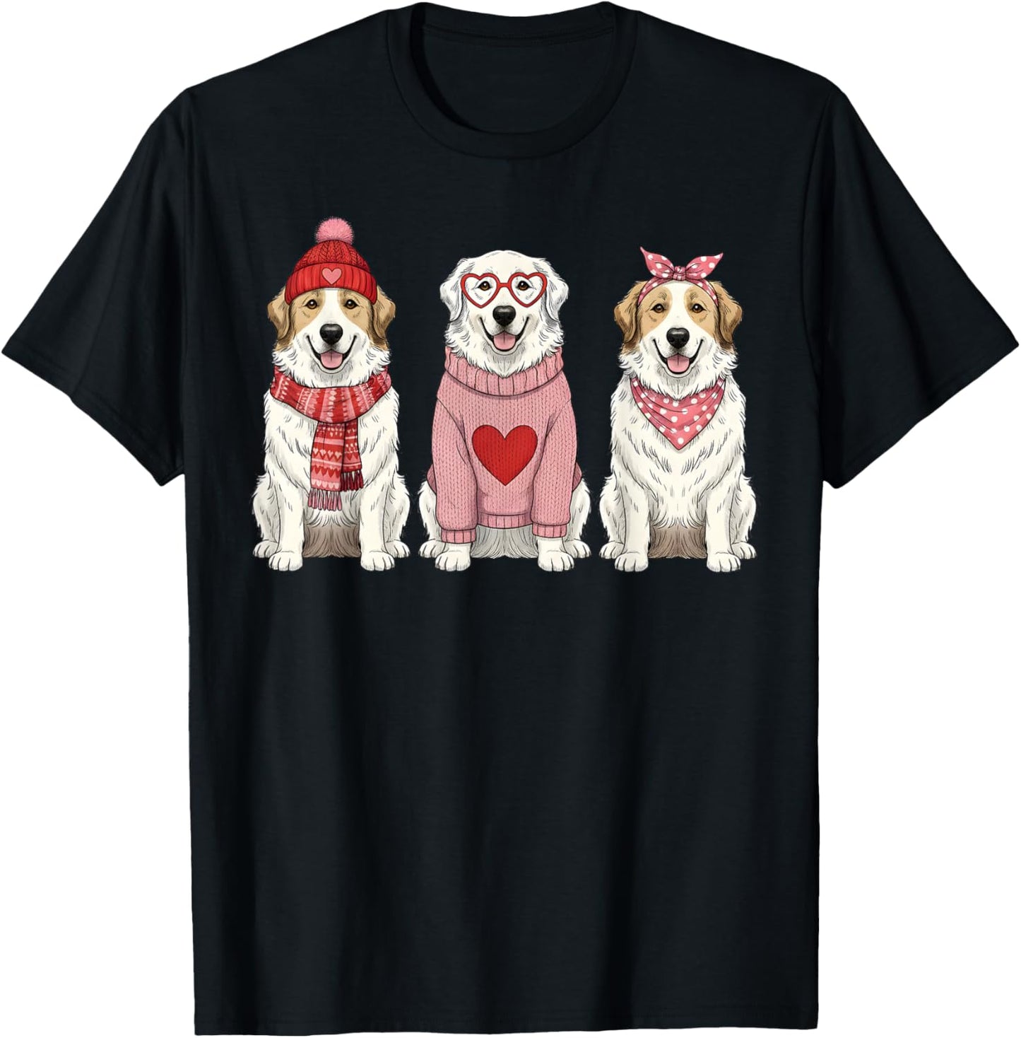 Cute Great Pyrenees Valentine Dog T-Shirt - T-Shirt | Black