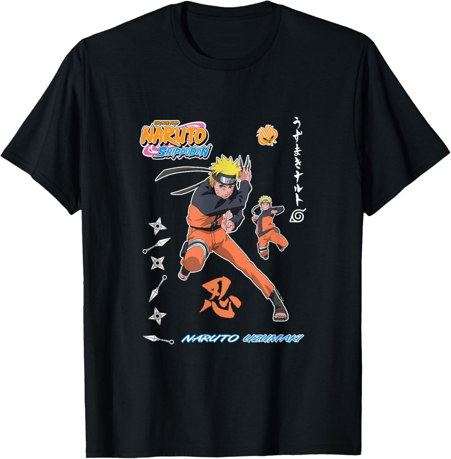 Naruto Shippuden Vintage Style Badge T-Shirt - T-Shirt | Black