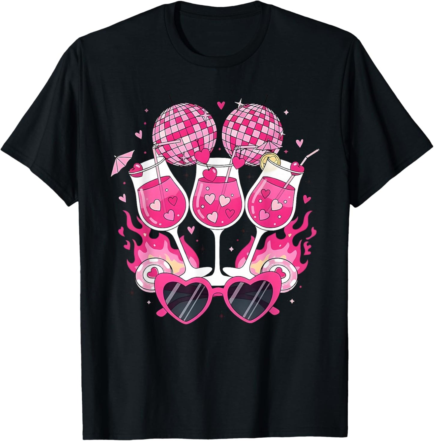 Happy Valentine's Day Funny Coquette Disco Ball Heart Girls T-Shirt - T-Shirt | Black