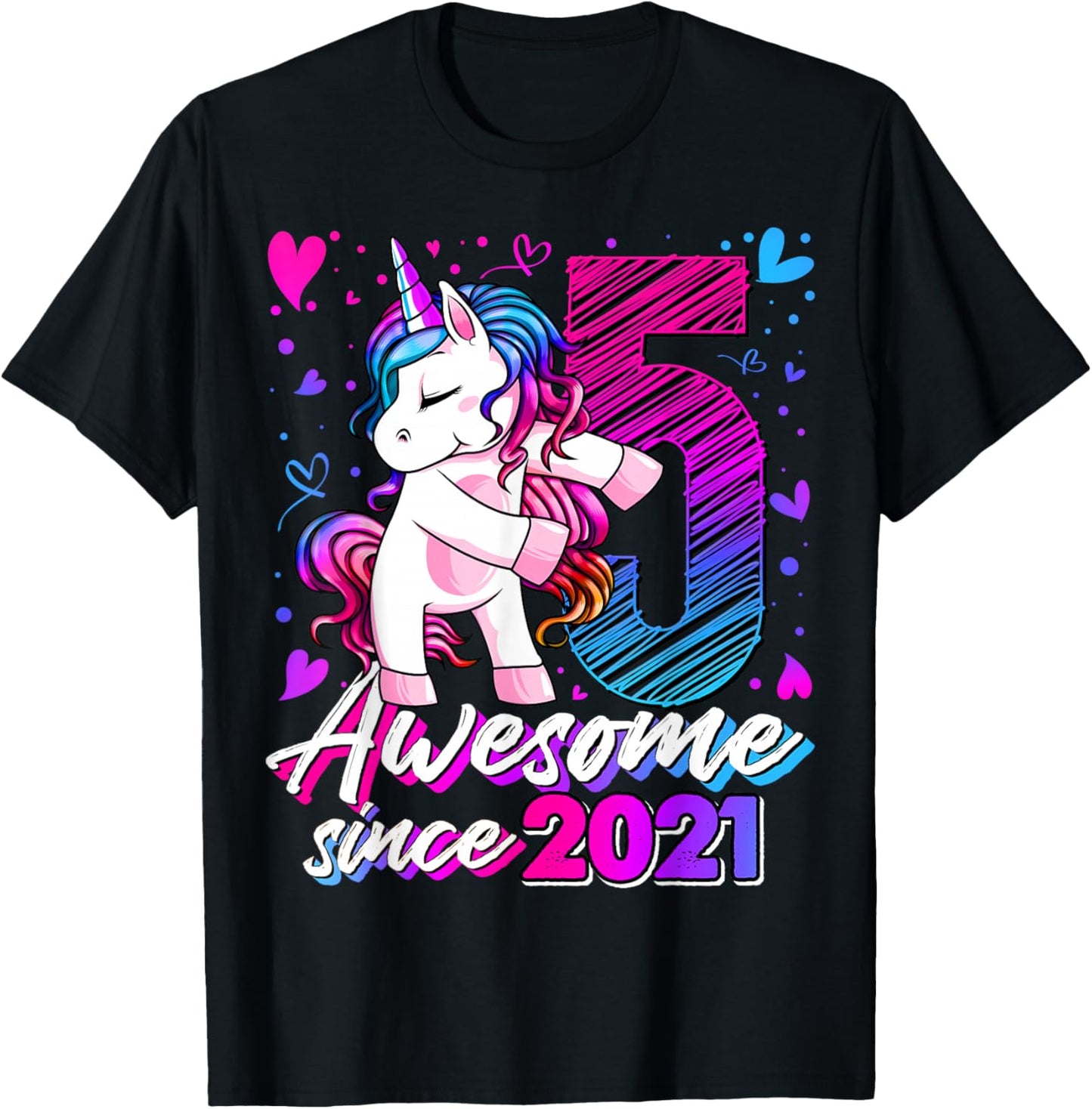 5th Birthday Shirt Girl 5 Year Old Gifts 5 Birthday Girl T-Shirt - T-Shirt | Black