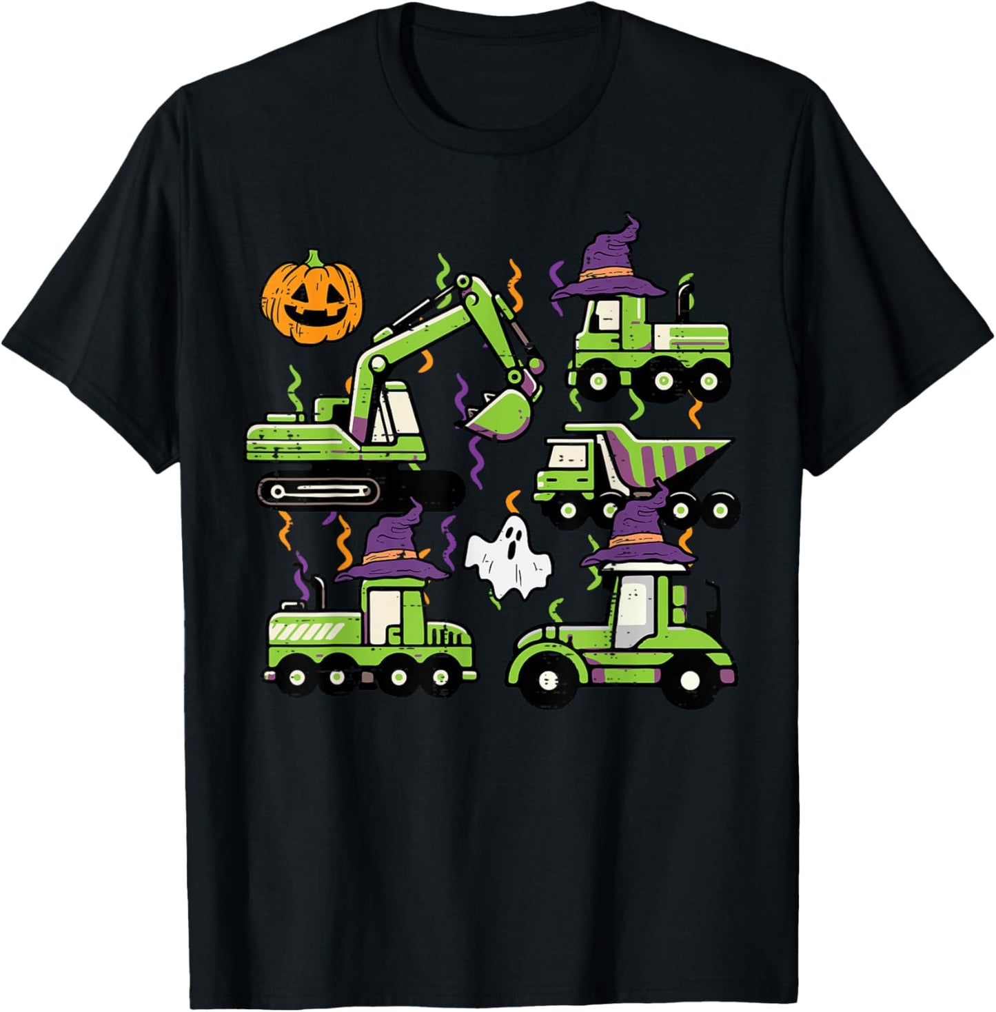 Halloween Construction Excavator Trucks Costume Boys Kids T-Shirt - T-Shirt | Black