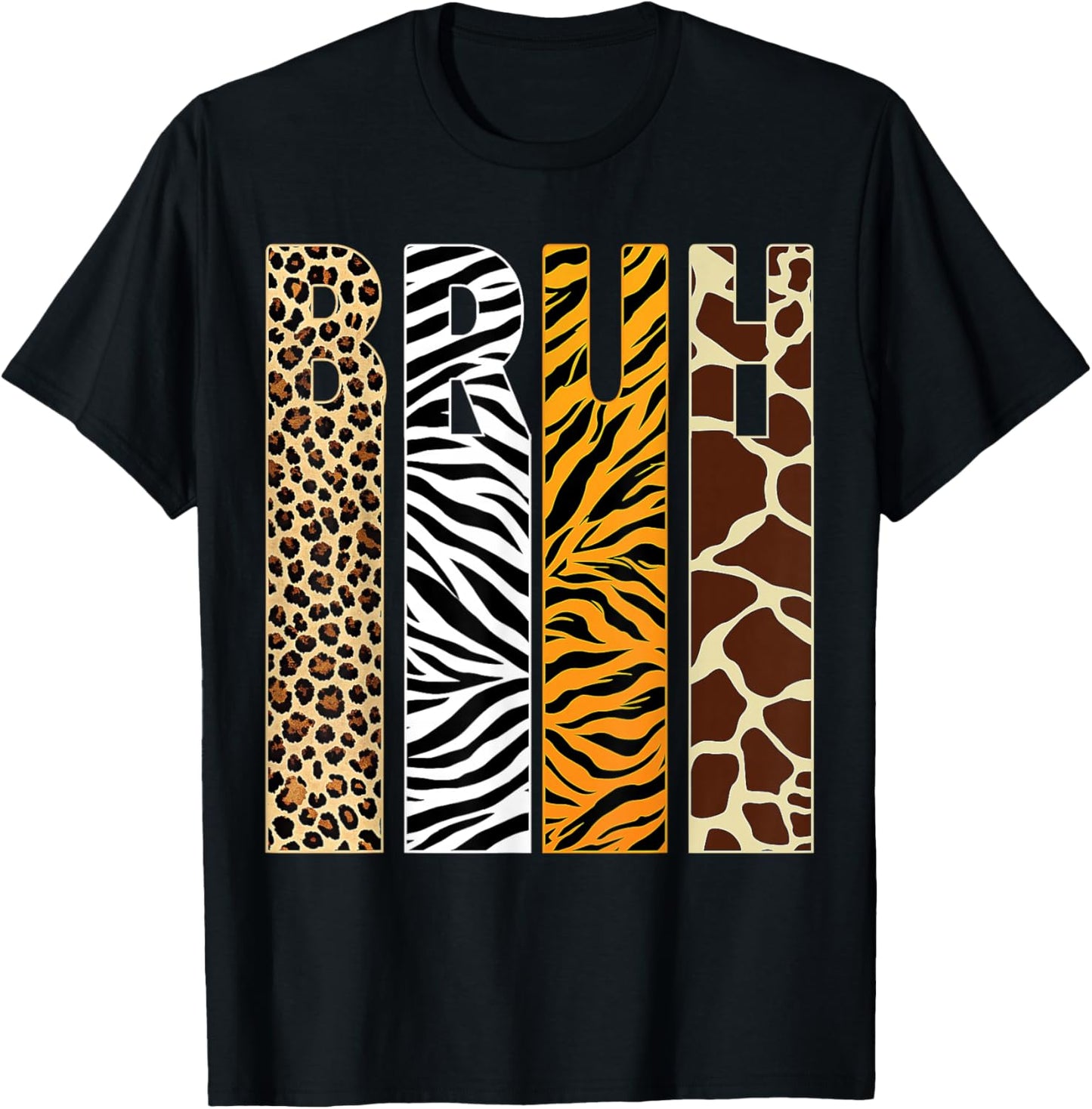 Bruh Boys Animal Print Clothes Kids Zoo Toddler Boy T-Shirt - T-Shirt | Black