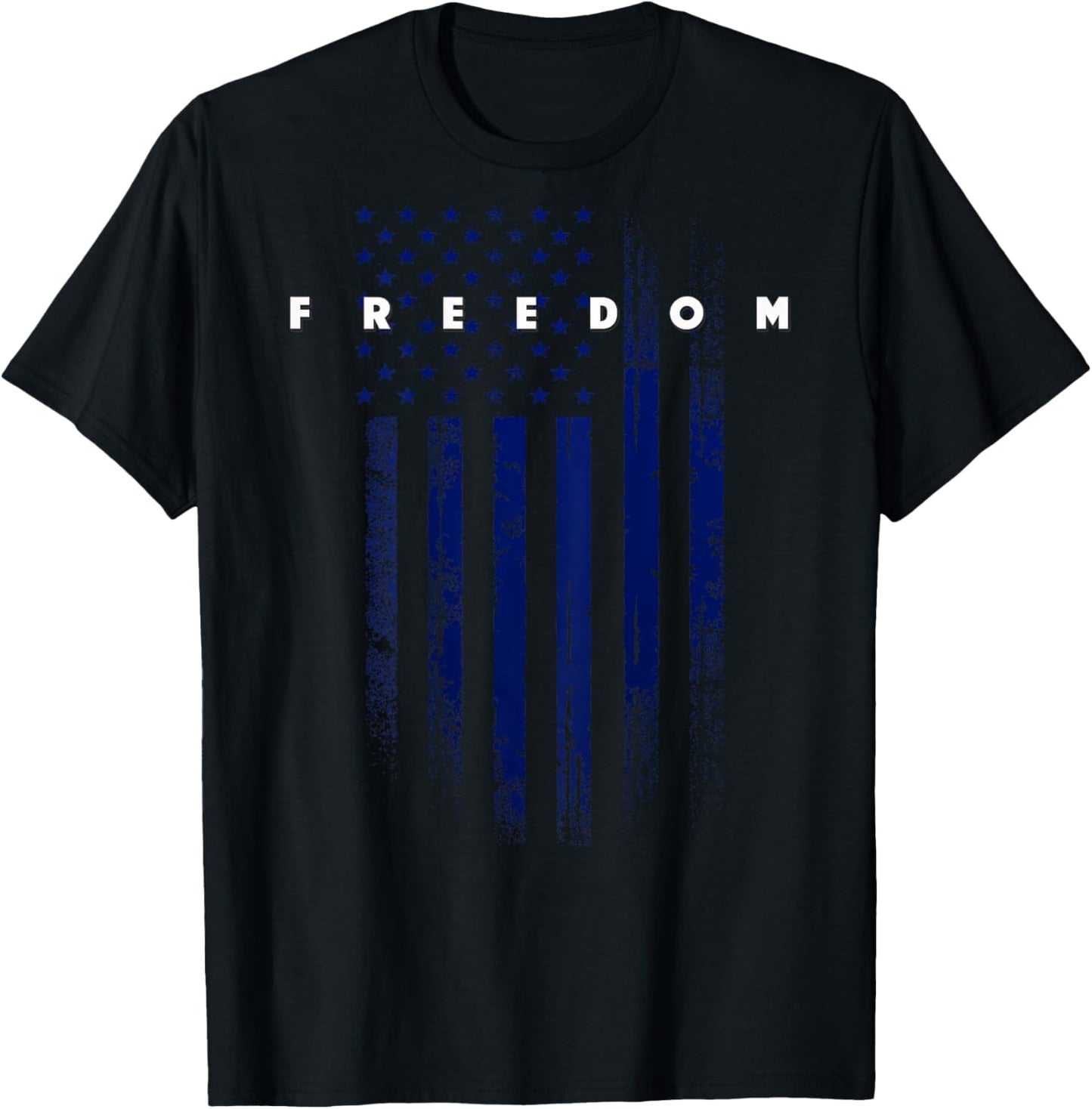 On Back USA Patriotic Pride Grunge American Flag Freedom T-Shirt - T-Shirt | Black