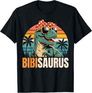 Bibi Saurus BibiSaurus T-Rex Dinosaur Funny Family Matching T-Shirt - T-Shirt | Black