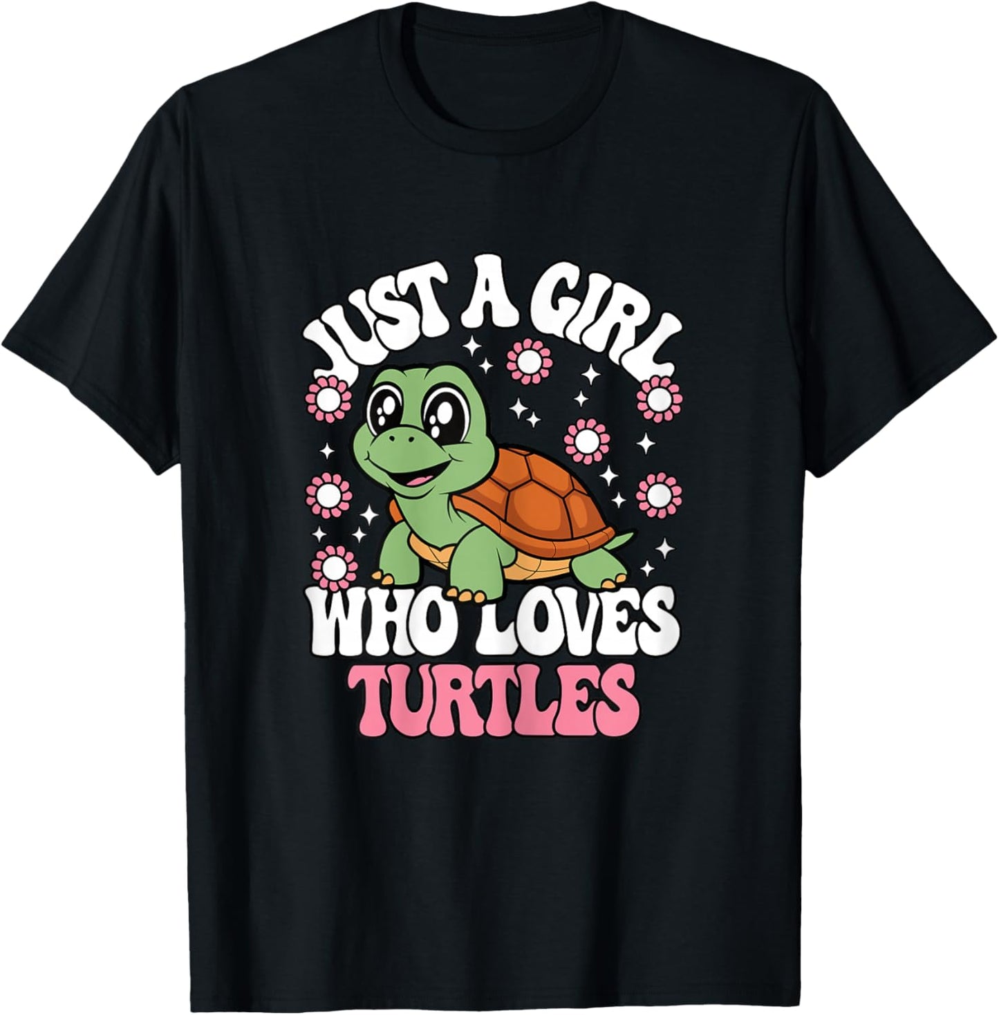 Just A Girl Who Loves Turtles Cute Animal Girls Kids T-Shirt - T-Shirt | Black