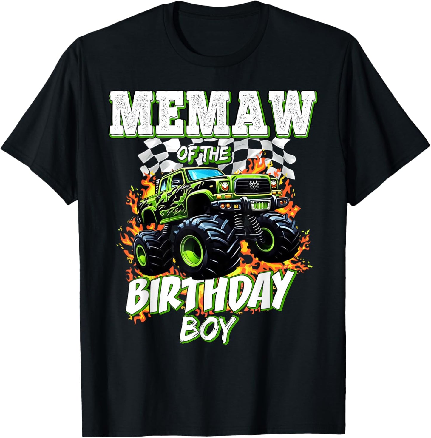 Memaw of The Birthday Boy Monster Truck Birthday Kids T-Shirt - T-Shirt | Black