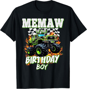 Memaw of The Birthday Boy Monster Truck Birthday Kids T-Shirt - T-Shirt | Black