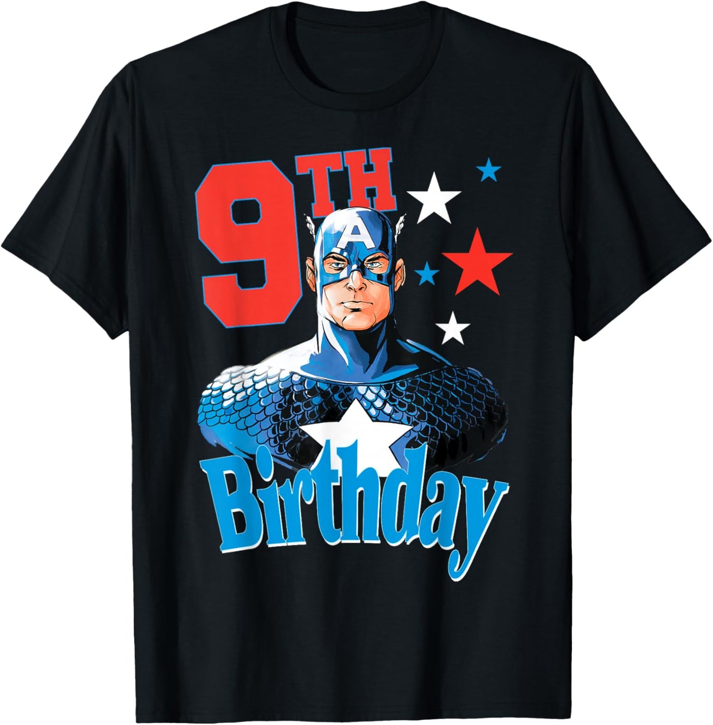 Marvel Comics Avengers Captain America 9th Birthday T-Shirt - T-Shirt | Black