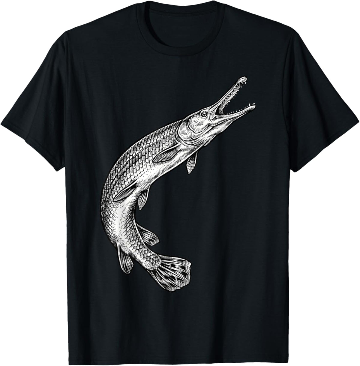 Vintage Alligator Gar Fish Fishing Fisherman Angler T-Shirt - T-Shirt | Black