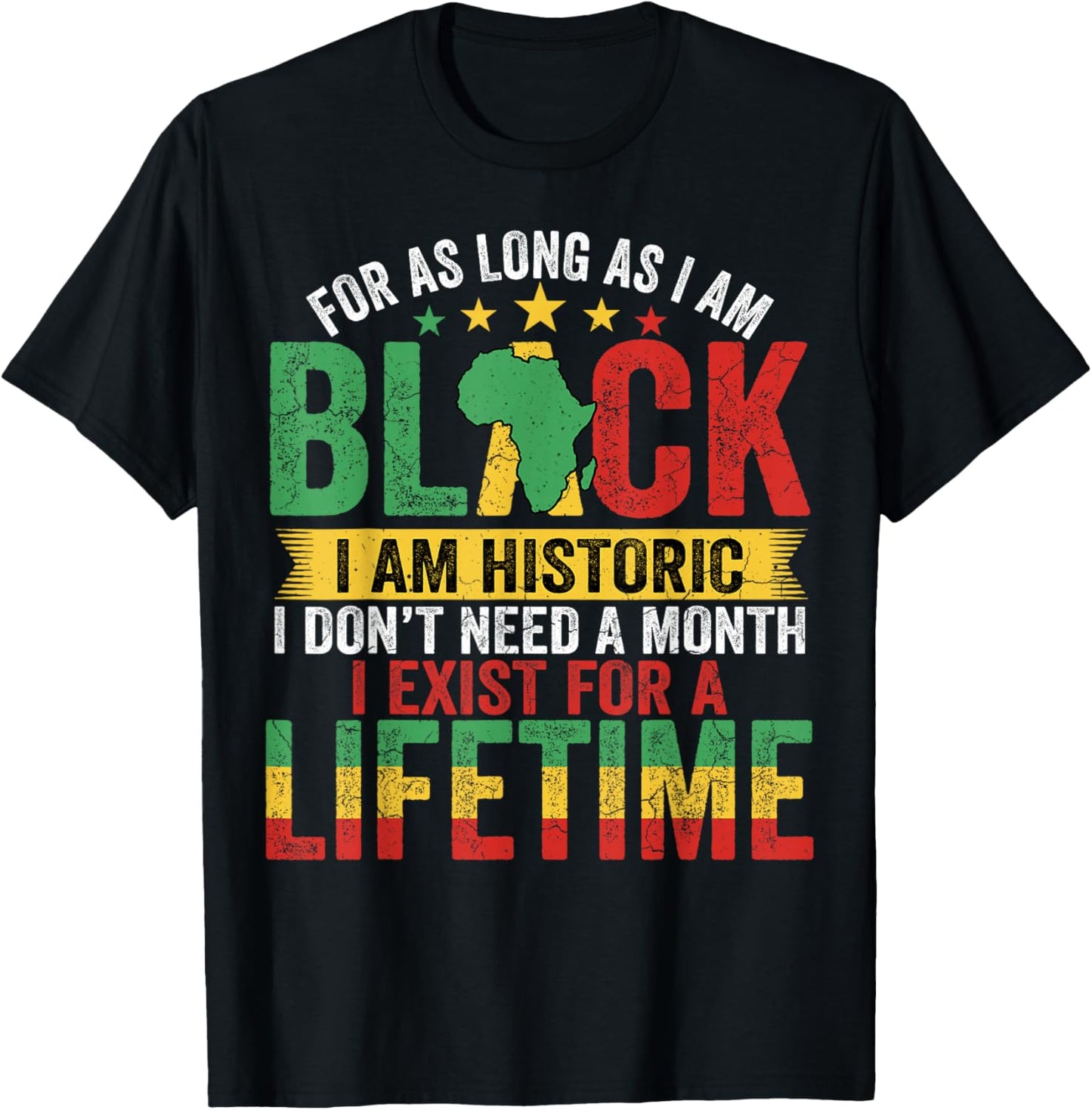 for As Long I Am Black Im Historic African Men Women Kids T-Shirt - T-Shirt | Black