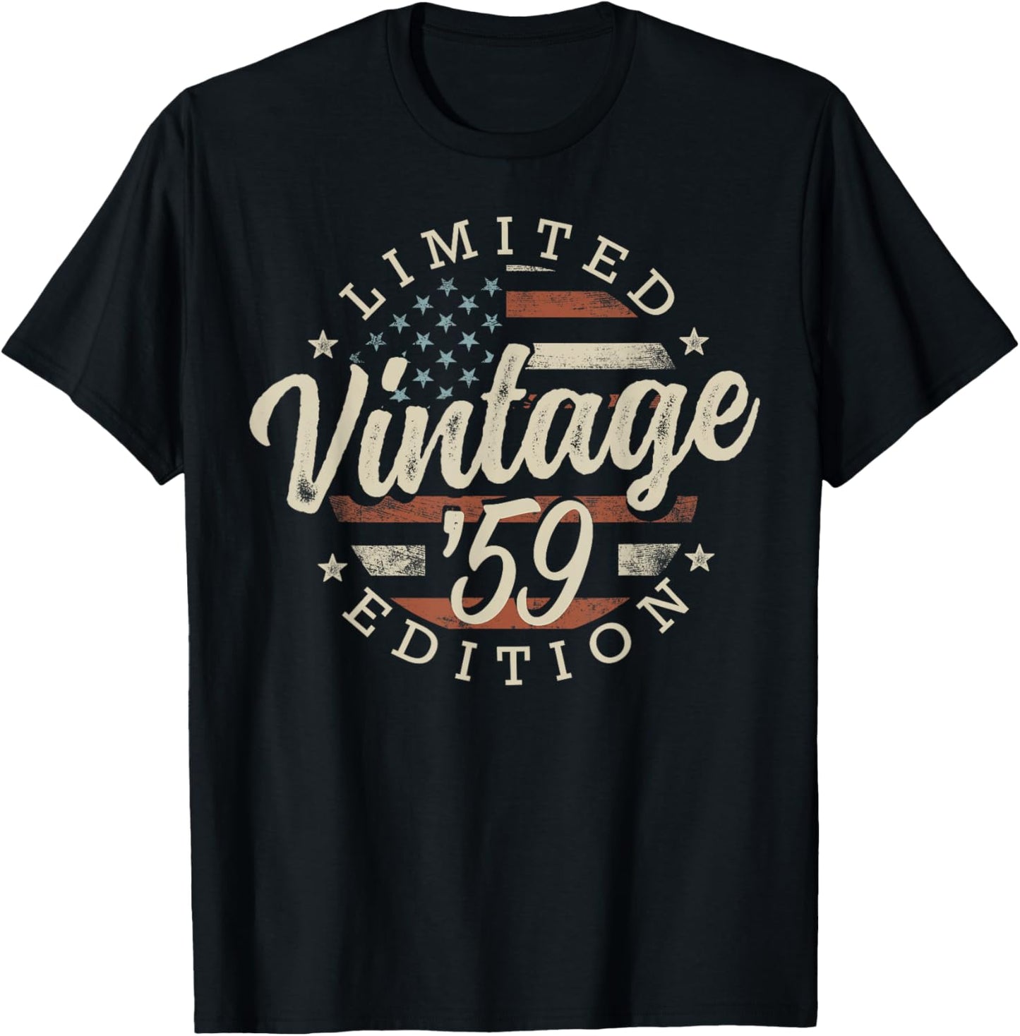 Vintage 1959 Limited Edition USA Flag 67th Birthday T-Shirt - T-Shirt | Black
