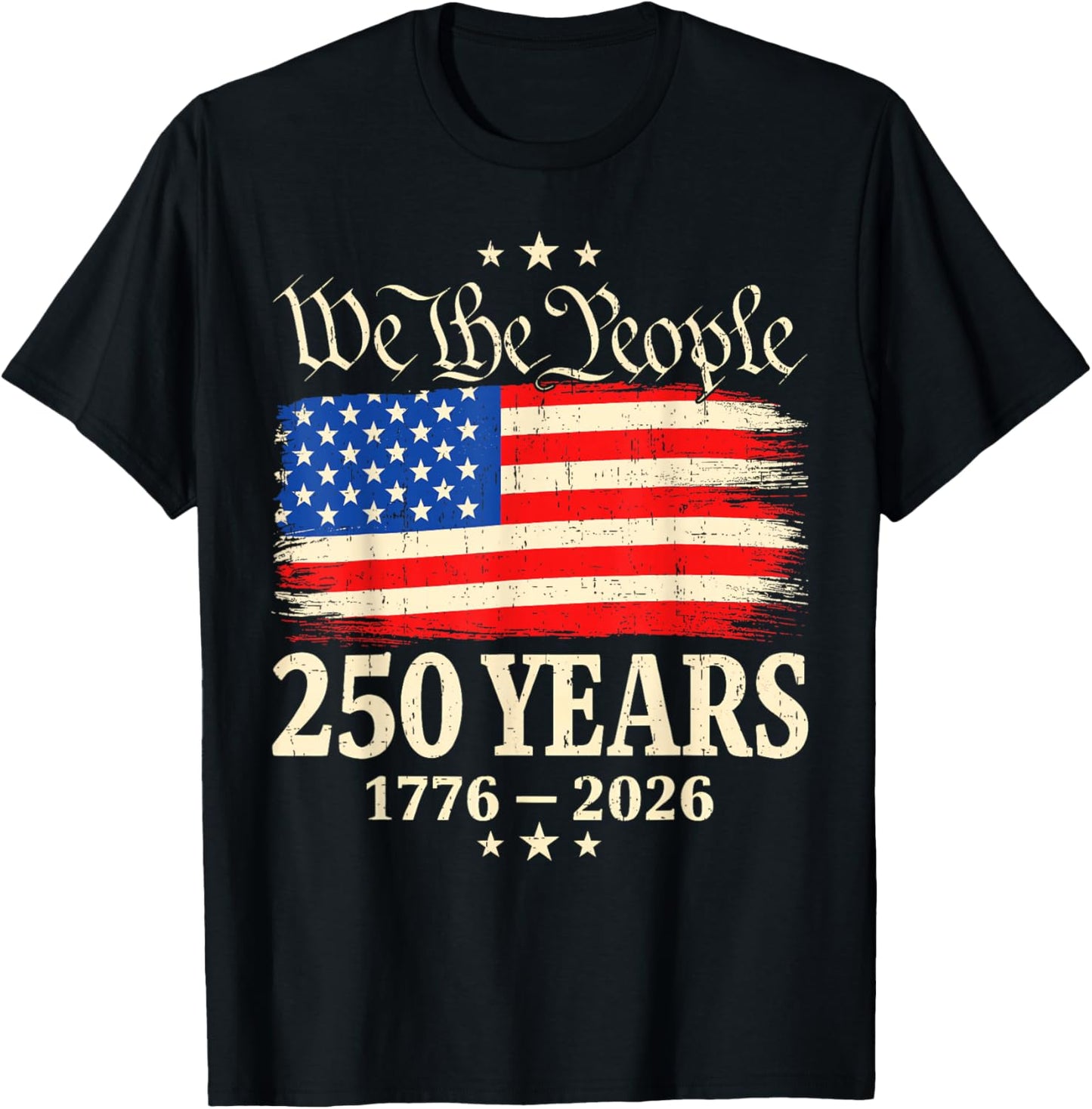 Flag Vintage 250 Years American 1776 2026 250th USA Birthday T-Shirt - T-Shirt | Black