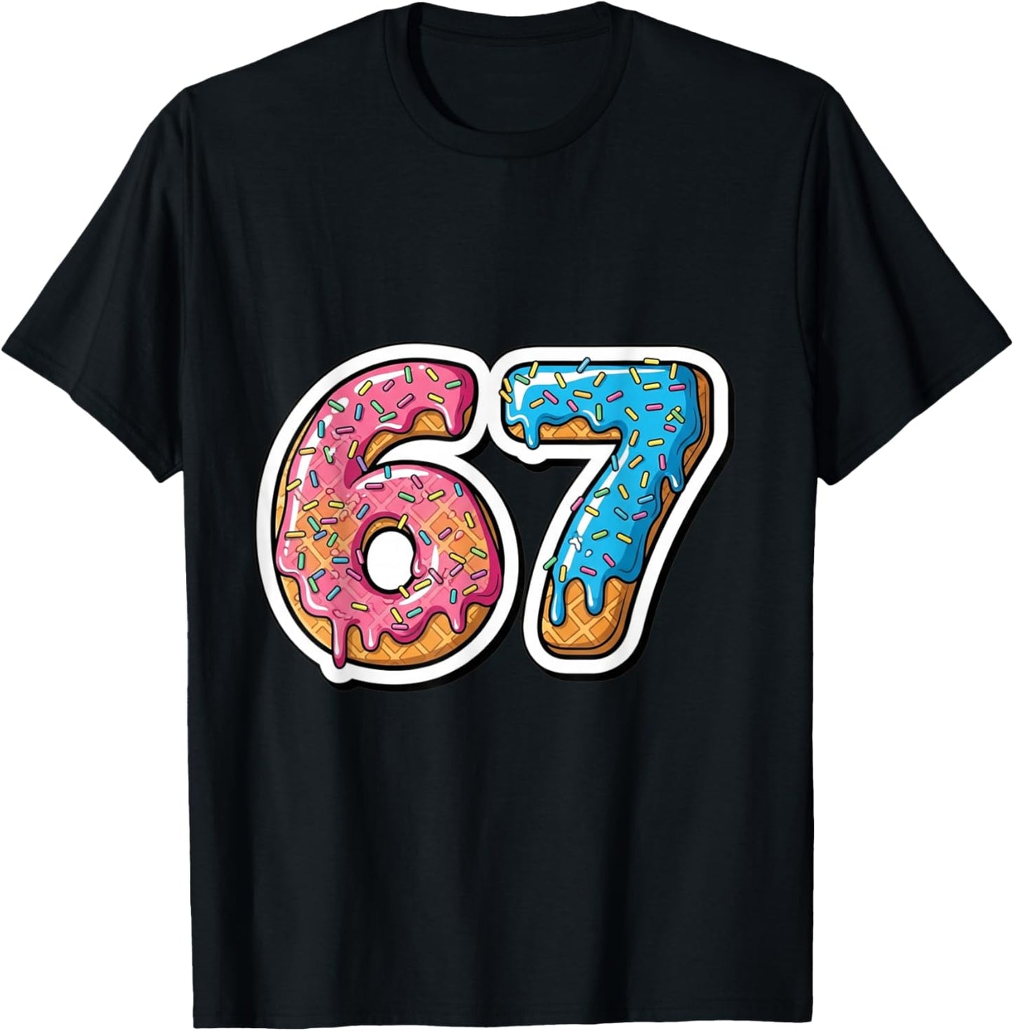 Six Seven Ice Cream Drip Sports Cool Meme 67 Funny Number T-Shirt - T-Shirt | Black