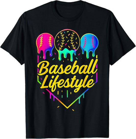 Baseball Life Style 101 Apparel Youth Drip Baseball T-Shirt - T-Shirt | Black