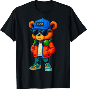 Hip Hop Teddy Bear T-Shirt - T-Shirt | Black