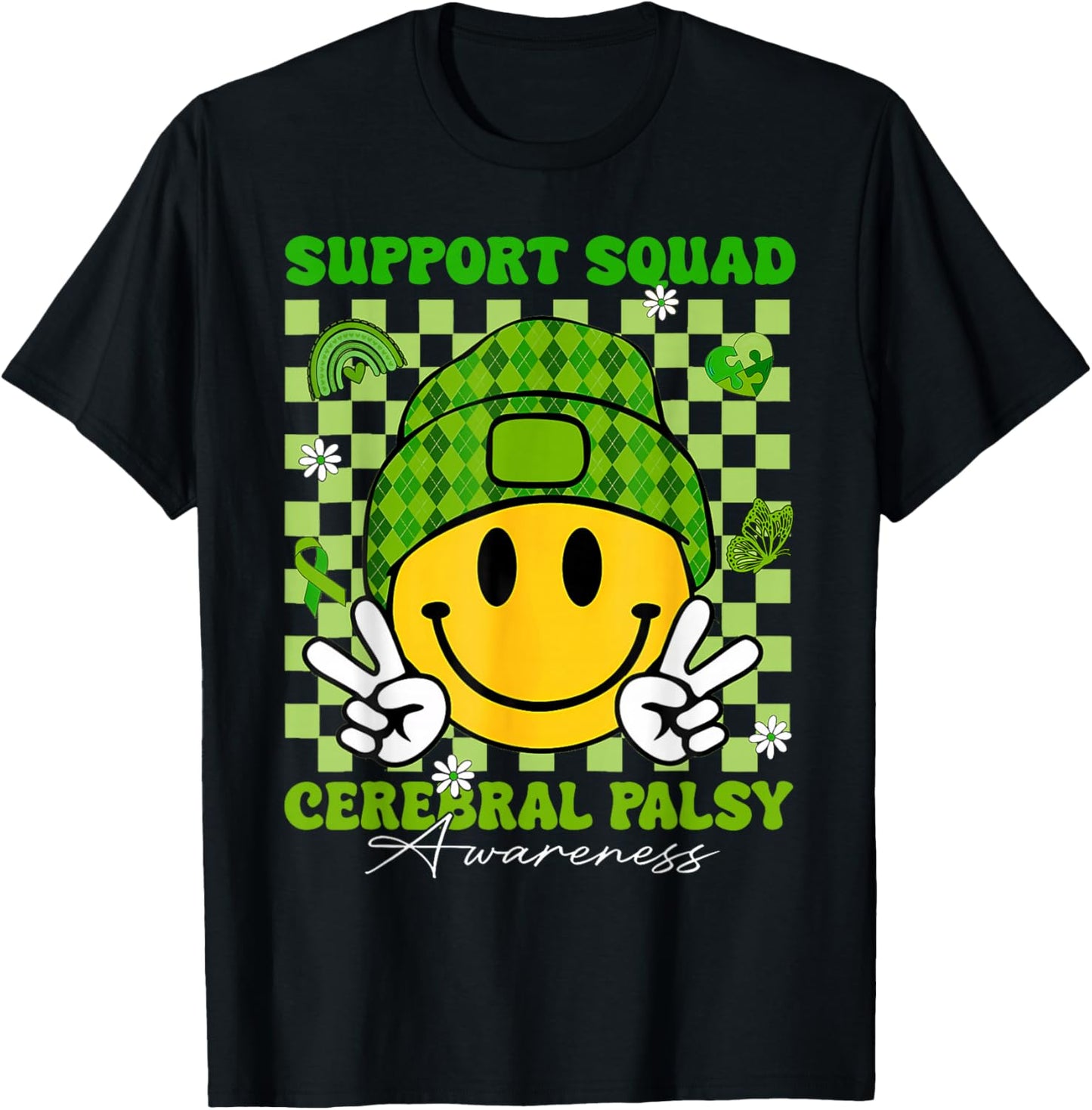 Cerebral Palsy Support Squad Cerebral Palsy Awareness T-Shirt - T-Shirt | Black
