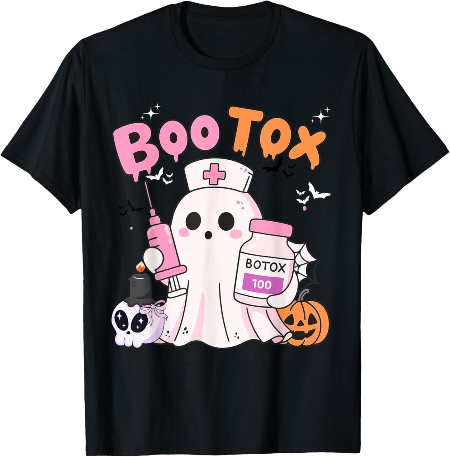 Boo Tox Nurse Ghost Filler Botox Halloween Aesthetic T-Shirt - T-Shirt | Black