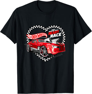 Hot Wheels Valentine's Day You Make My Heart Race Flag T-Shirt - T-Shirt | Black