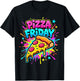 Pizza Friday Colorful Graffiti Style Men Women Kids T-Shirt - T-Shirt | Black