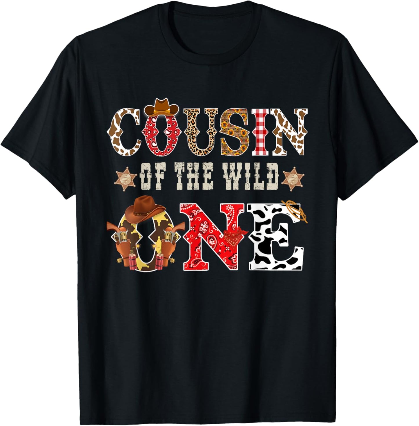 Cousin of The Wild One Cowboy Western Rodeo Party Matching T-Shirt - T-Shirt | Black