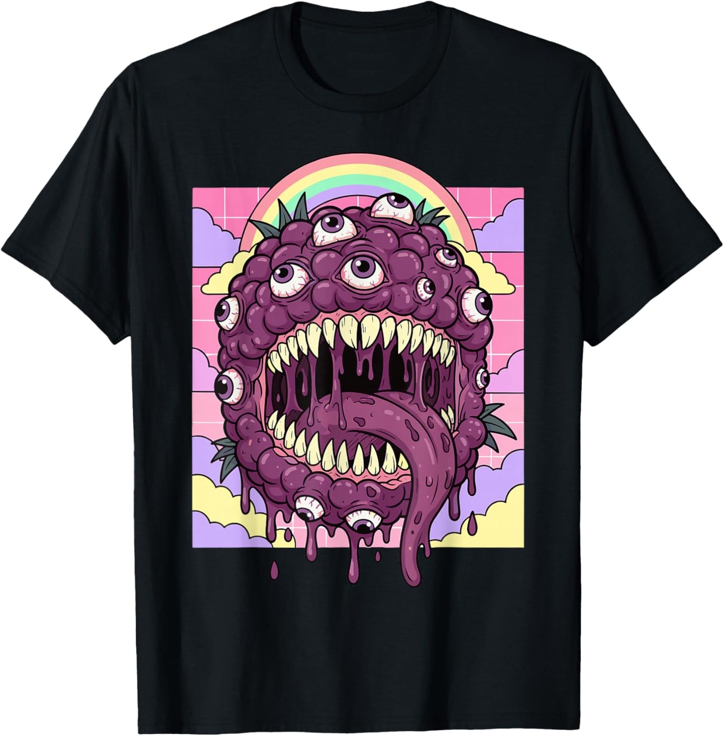 Weirdcore Aesthetic Kawaii Boysenberry Eyeballs T-Shirt - T-Shirt | Black