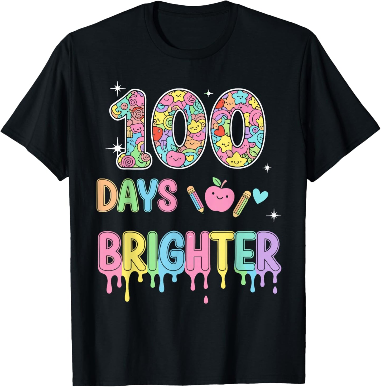 100 Days Brighter School Milestone Celebration T-Shirt - T-Shirt | Black
