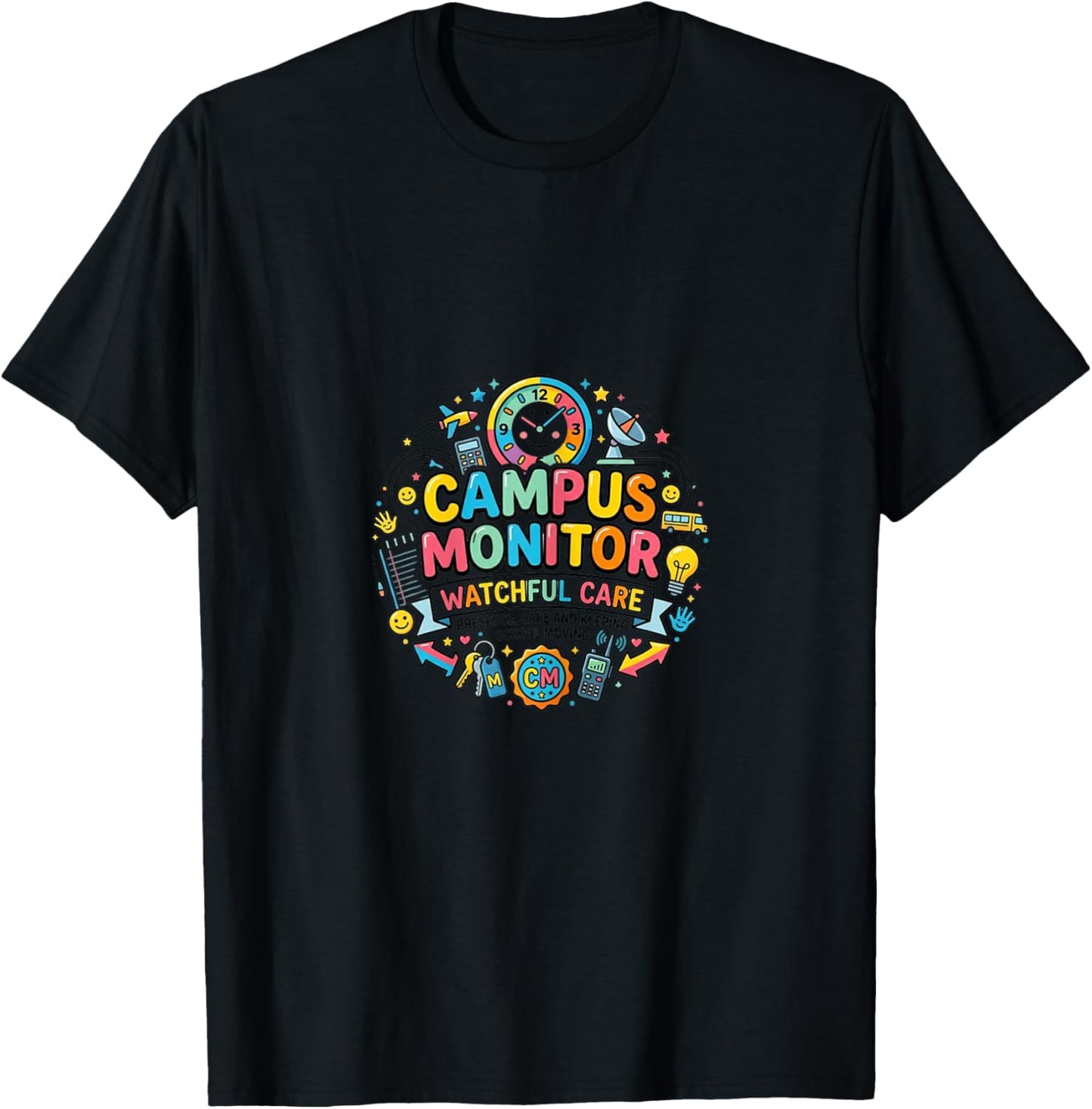 Campus Monitor School Safety Support Staff Design T-Shirt - T-Shirt | Black